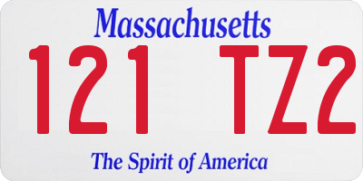 MA license plate 121TZ2