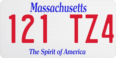 MA license plate 121TZ4