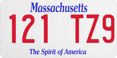 MA license plate 121TZ9