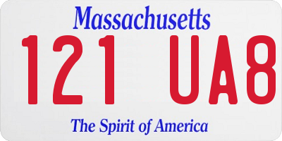 MA license plate 121UA8