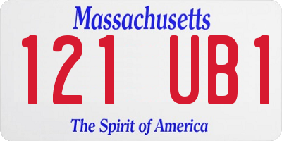MA license plate 121UB1