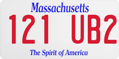 MA license plate 121UB2