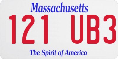 MA license plate 121UB3
