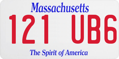 MA license plate 121UB6