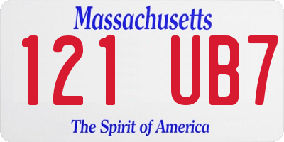 MA license plate 121UB7
