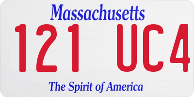 MA license plate 121UC4