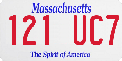 MA license plate 121UC7