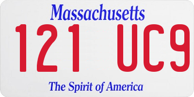 MA license plate 121UC9