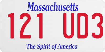 MA license plate 121UD3