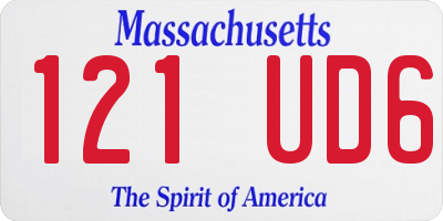 MA license plate 121UD6