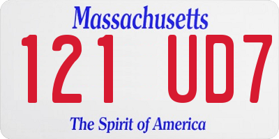 MA license plate 121UD7