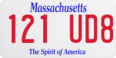 MA license plate 121UD8