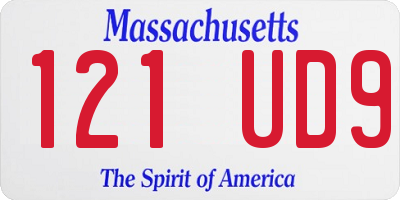 MA license plate 121UD9