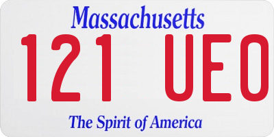 MA license plate 121UE0