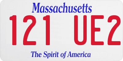 MA license plate 121UE2