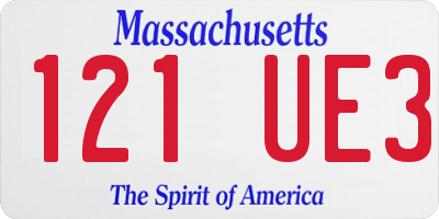 MA license plate 121UE3