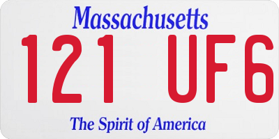 MA license plate 121UF6