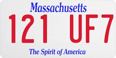 MA license plate 121UF7