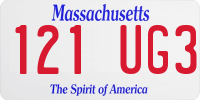 MA license plate 121UG3