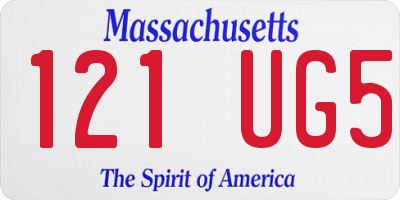 MA license plate 121UG5