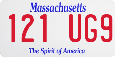 MA license plate 121UG9