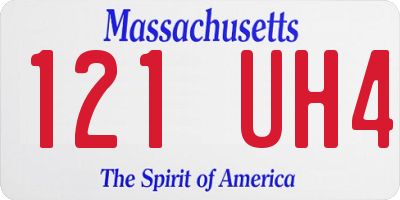 MA license plate 121UH4