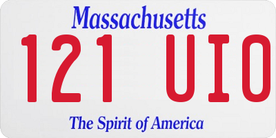 MA license plate 121UI0