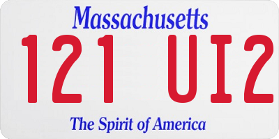 MA license plate 121UI2