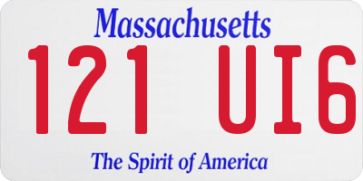 MA license plate 121UI6