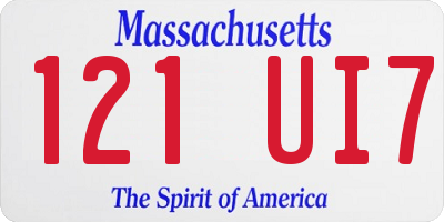 MA license plate 121UI7
