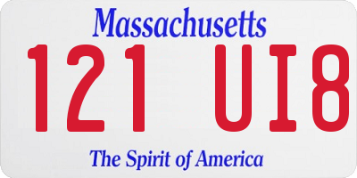 MA license plate 121UI8