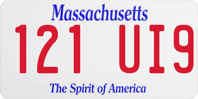 MA license plate 121UI9