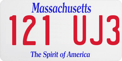 MA license plate 121UJ3