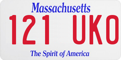 MA license plate 121UK0