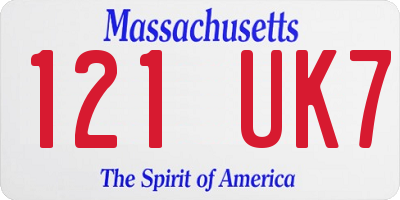 MA license plate 121UK7