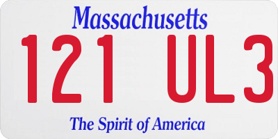 MA license plate 121UL3
