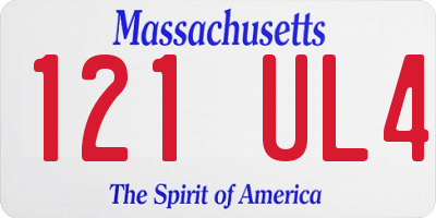 MA license plate 121UL4
