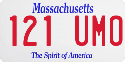 MA license plate 121UM0