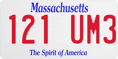 MA license plate 121UM3