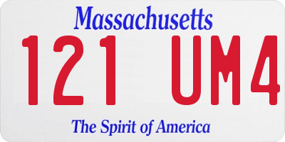 MA license plate 121UM4
