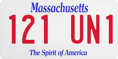 MA license plate 121UN1