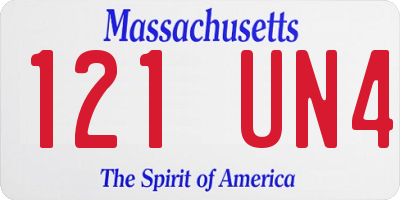 MA license plate 121UN4
