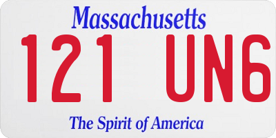 MA license plate 121UN6