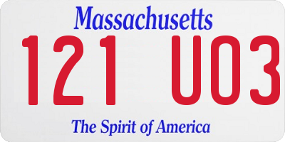 MA license plate 121UO3