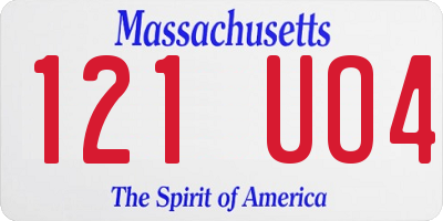 MA license plate 121UO4