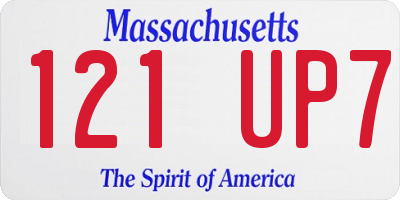 MA license plate 121UP7