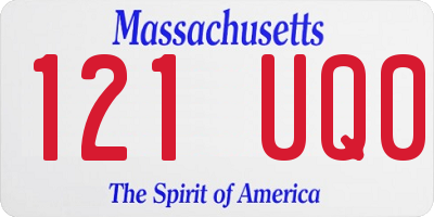 MA license plate 121UQ0