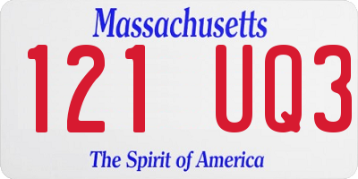MA license plate 121UQ3