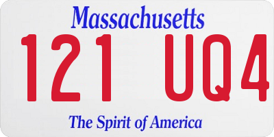 MA license plate 121UQ4