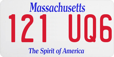 MA license plate 121UQ6